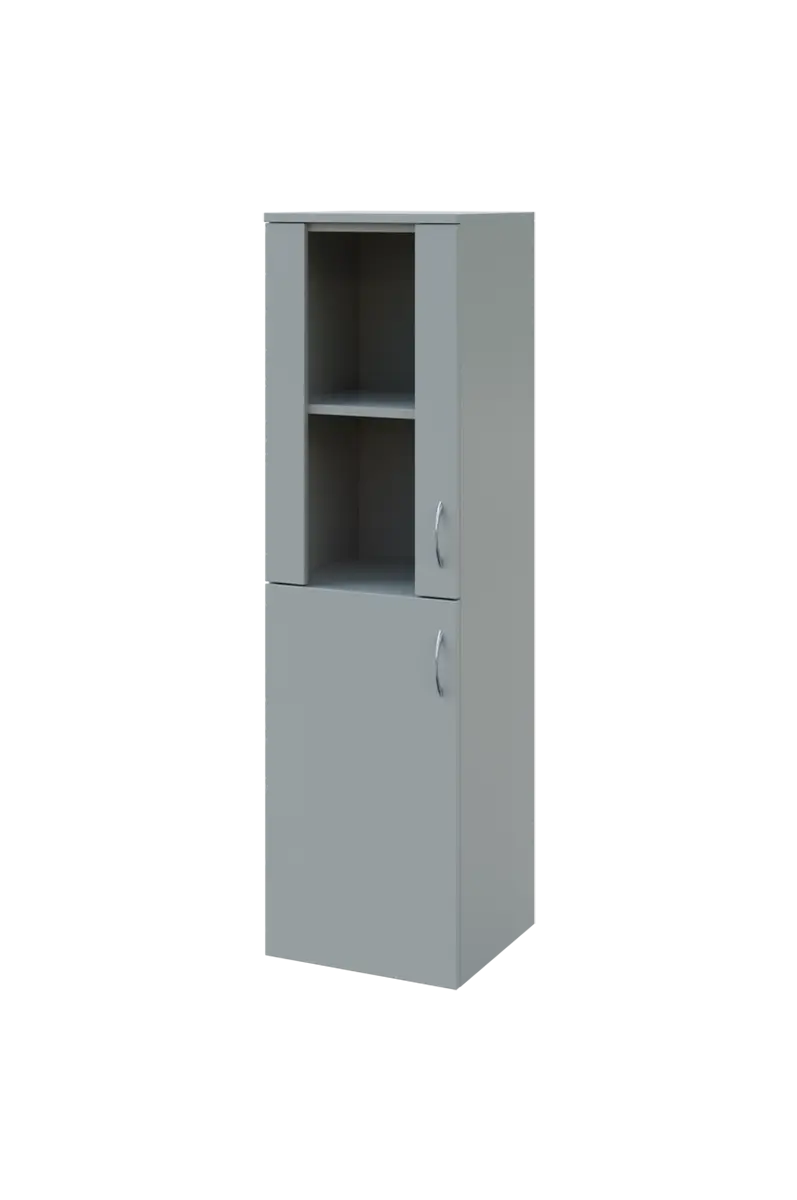 N 4 - 4DS kancelářská skříň, 1-dveřová/prosklená, levá, 1450x400x400, šedá